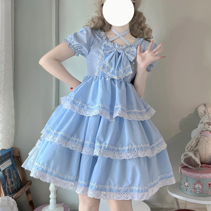 Vestido de mucama Lolita dulce japonés para mujer, elegante vestido gótico de manga larga, Vestidos de fiesta de princesa victoriana, Harajuku Kawaii