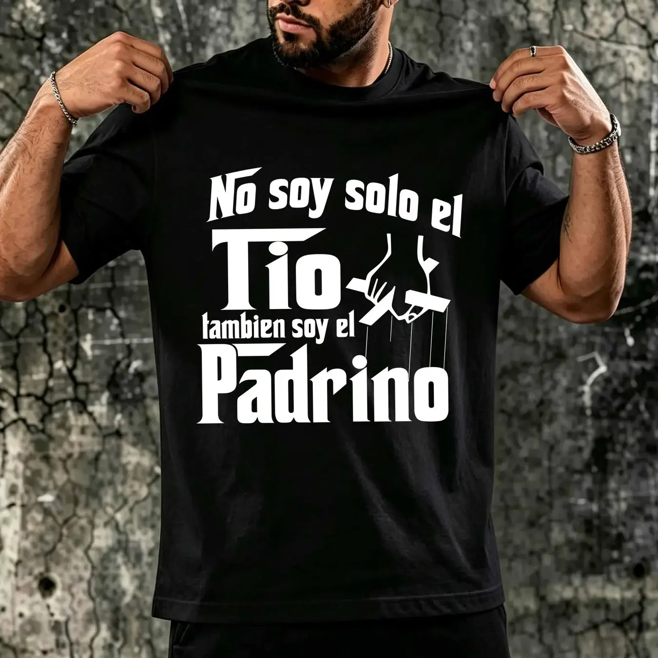 washed T Shirt Camiseta No Soy el Tio Padrino Mafia vintage Washed Casual Stretched Soft streetwear Unisex