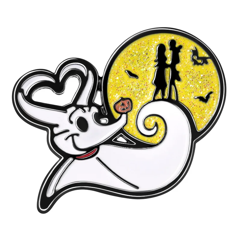 Cartoon Dog with Flash Moon Brooch Clothes Bag Decoration Alloy Badge Pin Accessories Wholesale Send friends gifts