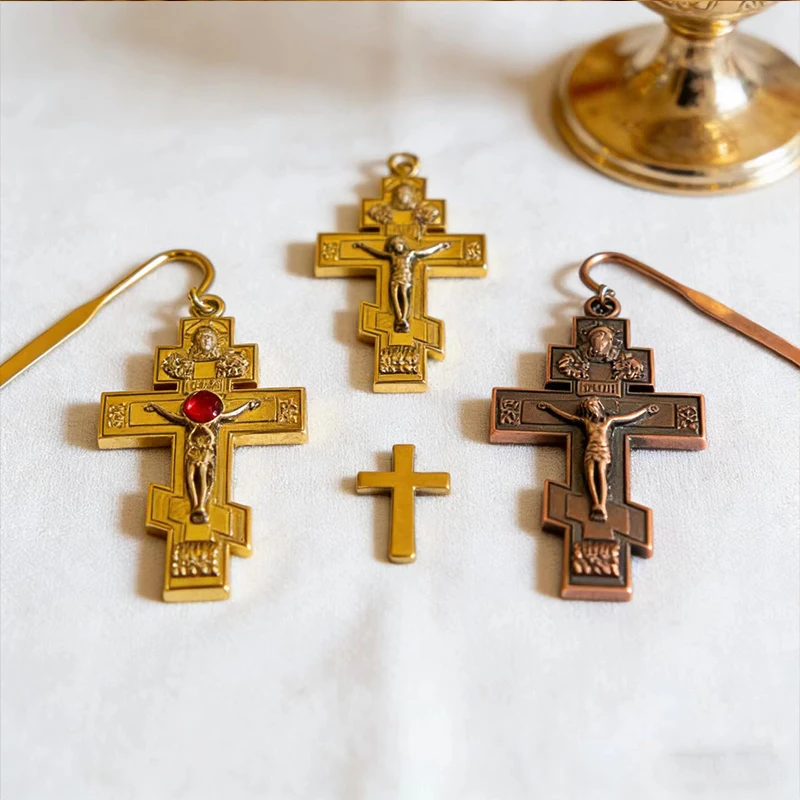 Neue 2026 Traditionelle Orthodoxe Kruzifix-Lesezeichen-Kollektion Gold & Antik-Kupfer Hochwertiges christliches Geschenk für Bibelstudium & Gebet – Detail 13