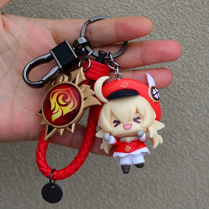 Anime Genshin Impact Klee Venti Diluc Ragnvindr Fischl Kaeya Cosplay Cute Backpack Ornament Xmas Gifts Keychain Doll Pendant