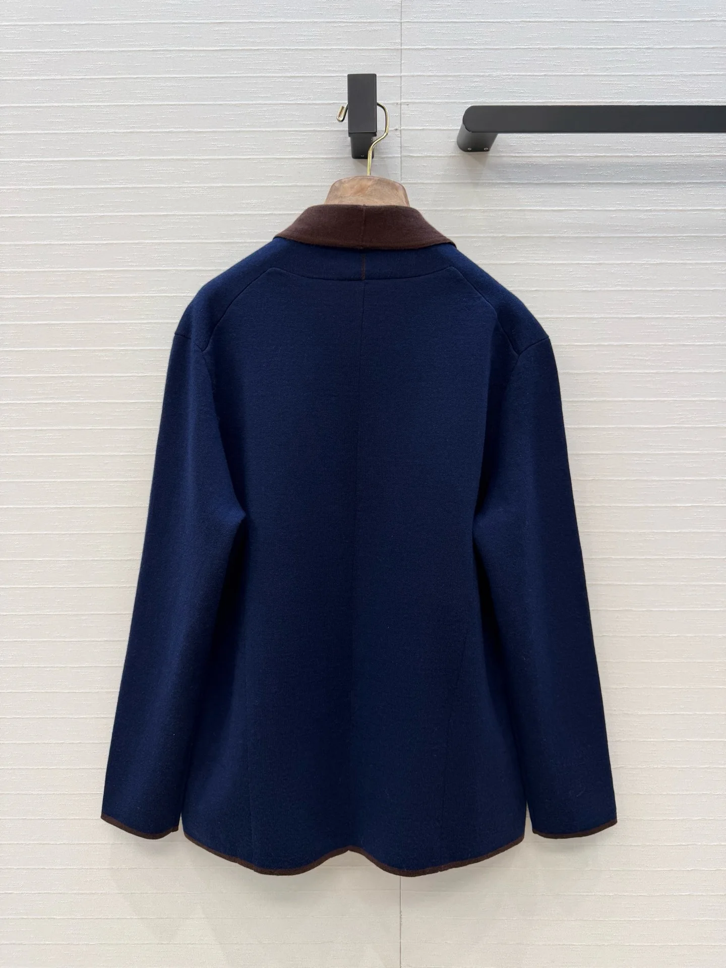 Women Contrast Trim Knit Blazer V Neck Two Button Loose Casual Jacket With Pockets