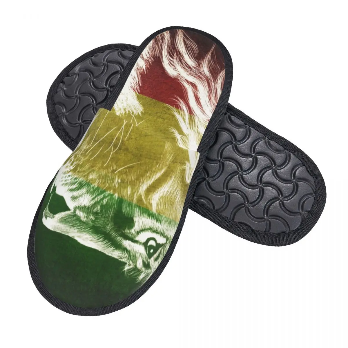 King Of Judah Rastafarian Rasta Lion Guest Slippers for Bedroom Women Custom Print Jamaica Flag Jamaican Proud House Slipper