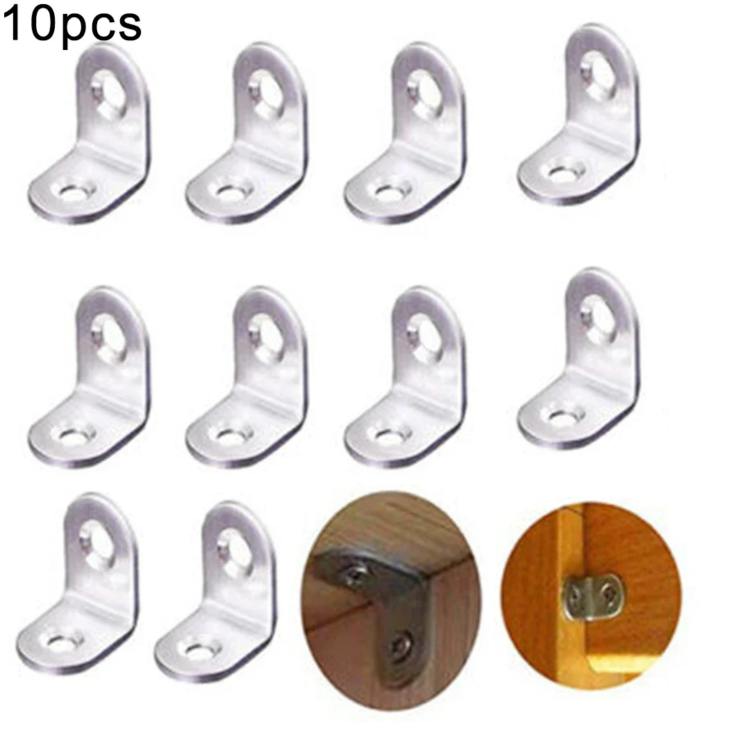 Staffe angolari a forma di L da 10 pezzi supporto per mensola con codice angolare in acciaio inossidabile per Hardware per mobili per guardaroba a battente per sedia da tavolo