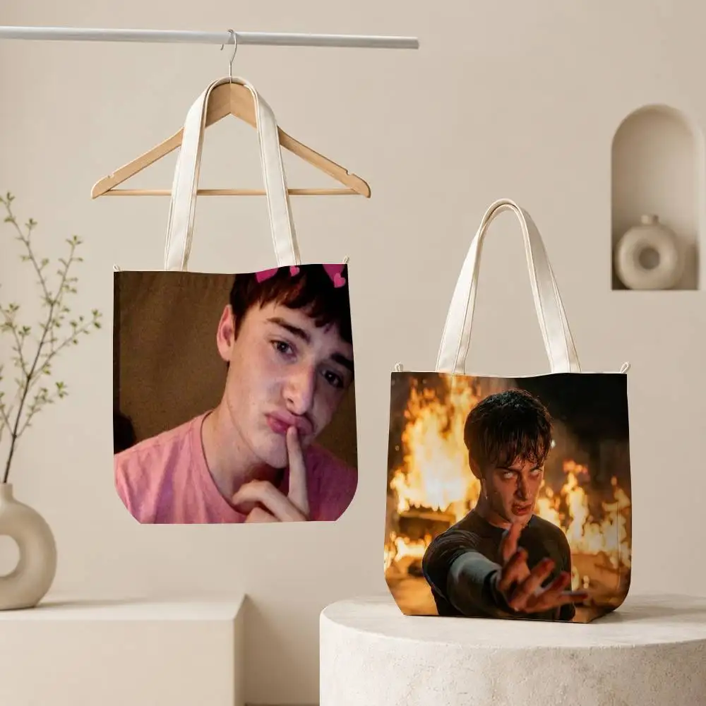 Actor N-Noah Schnapp Will Tote Bag for Women Reusable Shopping Tote Bag Zippered Inspirational Scripture Shoulder Bags Print