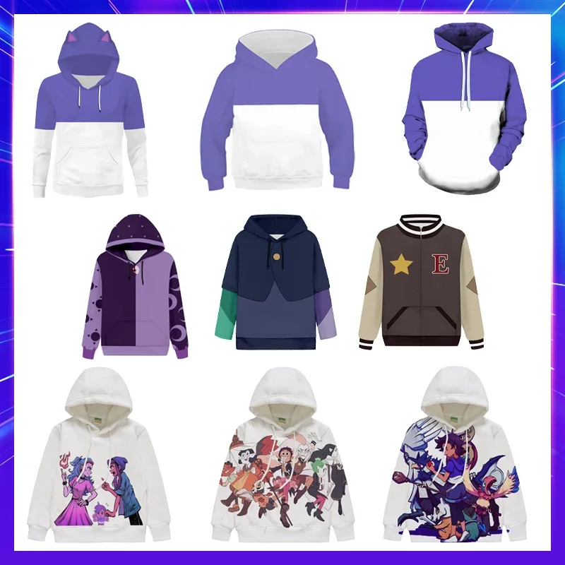Anime The Owl House Costume Cosplay Unisex Adult Kids Cos Baseball felpa con cappuccio giacca cappotto cappello pantaloni Suit Halloween Luz felpa