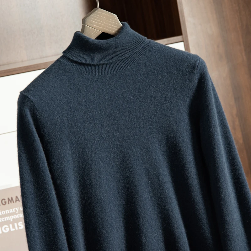 ZOCEPT Winter Men Pure Cashmere Turtleneck Sweater High Quality Knitwear Warm Clothing Long Sleeve Fashion Pullover Pull Homme