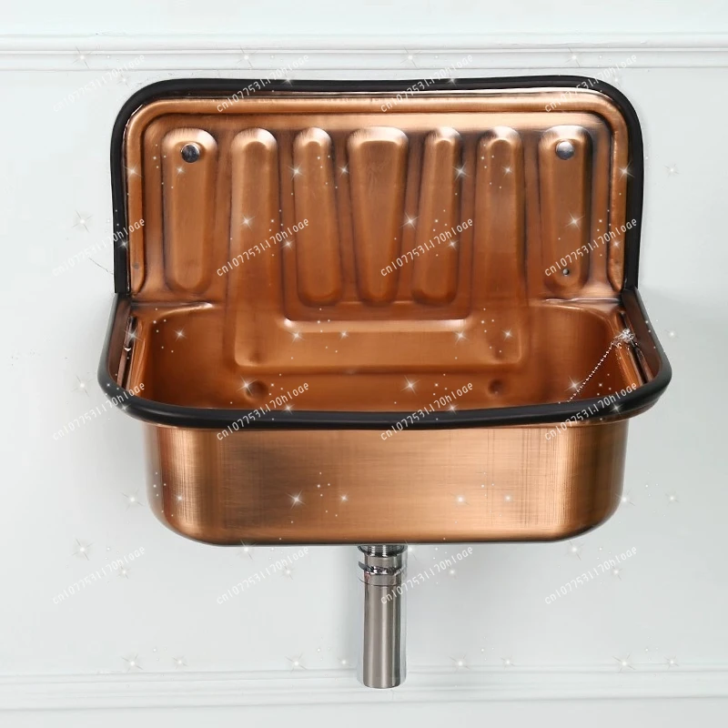 European Style Wash Basin Vintage Red Copper Plated Nostalgic Hanging Basin Bathroom Sink Model Room Wash Face