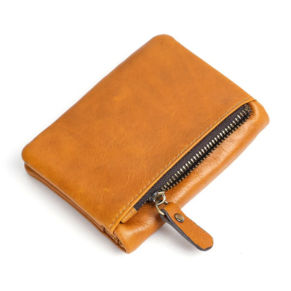 Men's Coin Purse Wallet RFID Anti-theft Man Leather Wallet Zipper Business Card Holder Money Bag Wallet Male