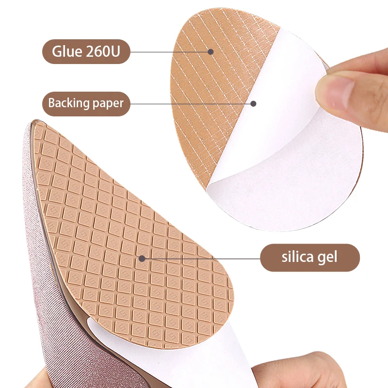 2*Non-Slip Wear-Resistant Shoes Mat Stickers Self-Adhesive Sole Protector High Heels Forefoot Sticker Silicone Rubber Soles Pads