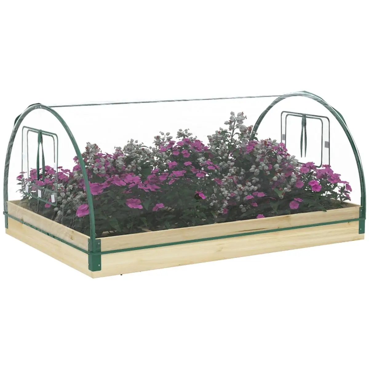 Wooden Flower Planter Shelf - Raised Garden Bed for Indoor & Outdoor Plants