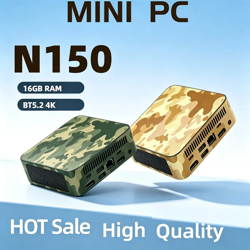 Slim Mini PC Intel Core N150 16GB RAM 1TB SSD WiFi 6 BT5.2 4K HD Factor Desktop for Home Office Business
