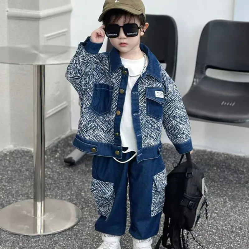 

Autumn and WinterBoys' Denim Suit Boys' Clothes Set Children Trousers Fashion Clothes Two-Piece Kids Outfits 2-9Y