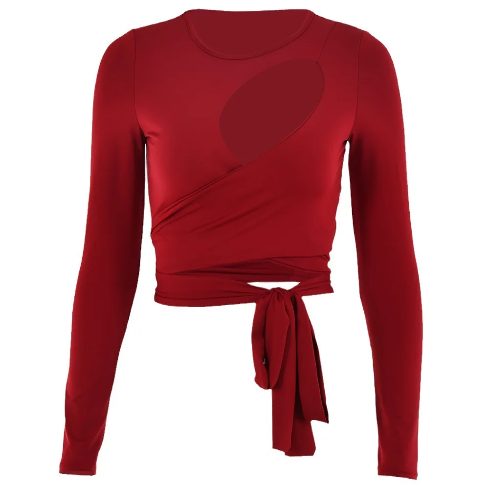 Style INS Women's Summer Sexy Crop Top Lightweight Chest Wrap Tie Round Neck T-Shirt Hollow Out Design