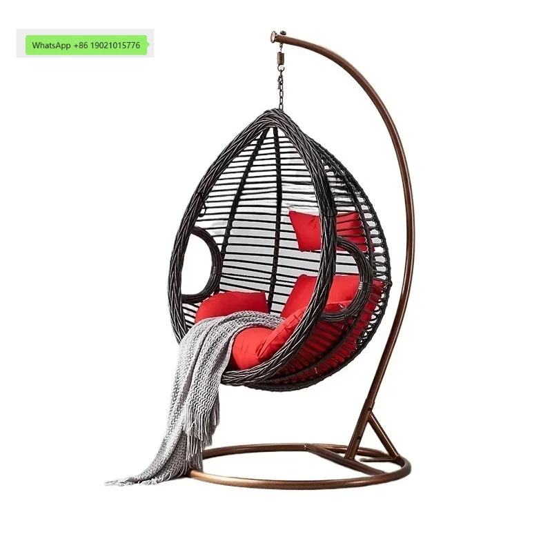 H Hanging Basket Rattan Chair Rocking Chair Hanging Blue Swing Household Lazy Hammock Indoor Balcony Leisure Cradle Chair