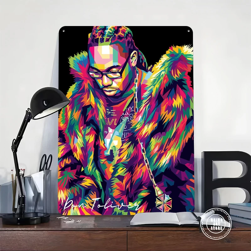 Don Toliver Pop Art Portrait Printed Poster Customized Wall Art Retro Vintage Metal Tin Signs for House Decor Room Coffee Bar