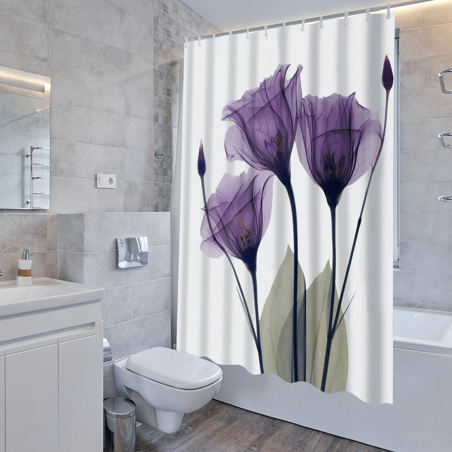 Shower Curtain for Bathroom with 12 Hooks Waterproof 180*180cm