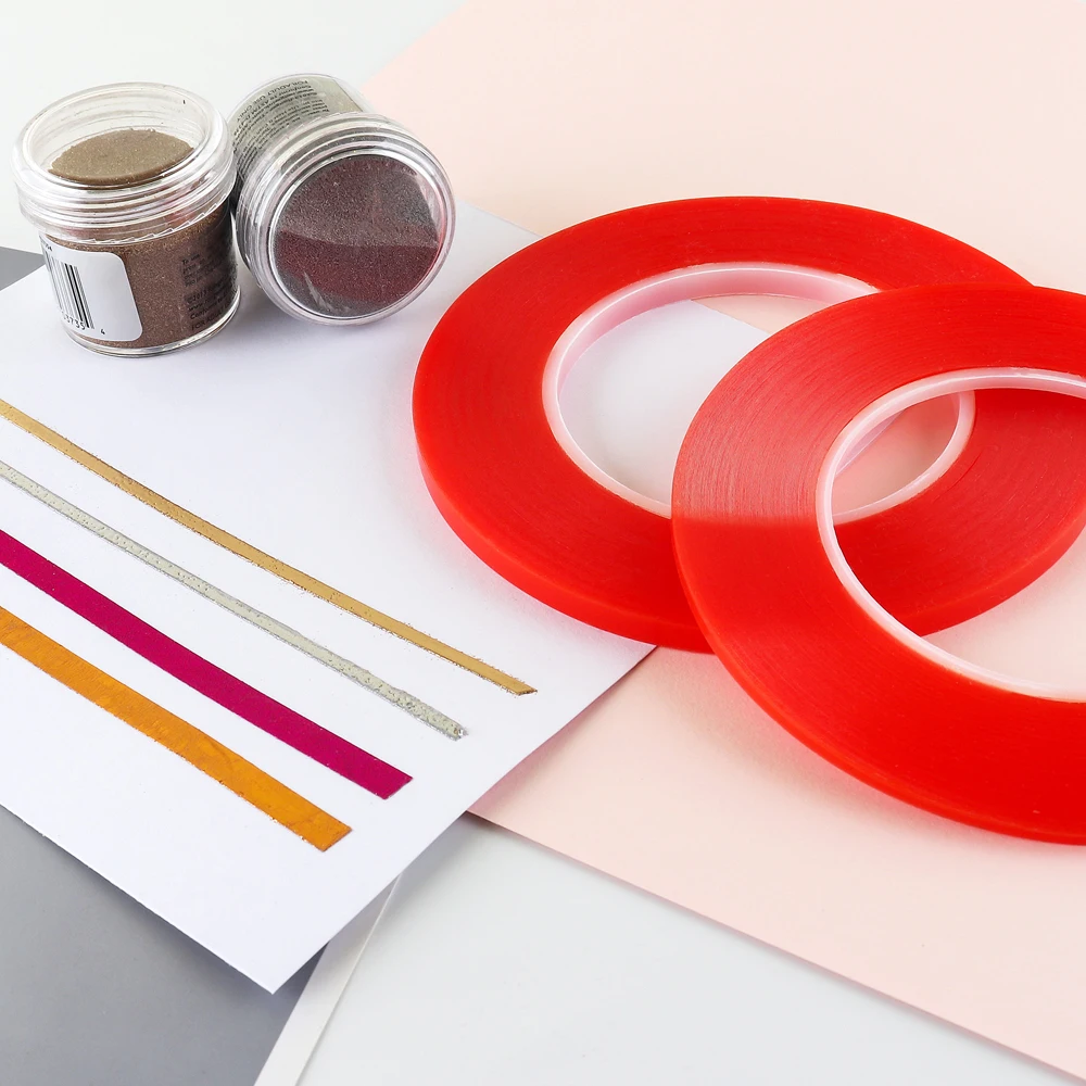 Double Sided Red Line Tape 3mm/6mm Width For Papercraft Ultra Clear Heat Resistant Super Sticky Adhesives DIY Tool New 2022