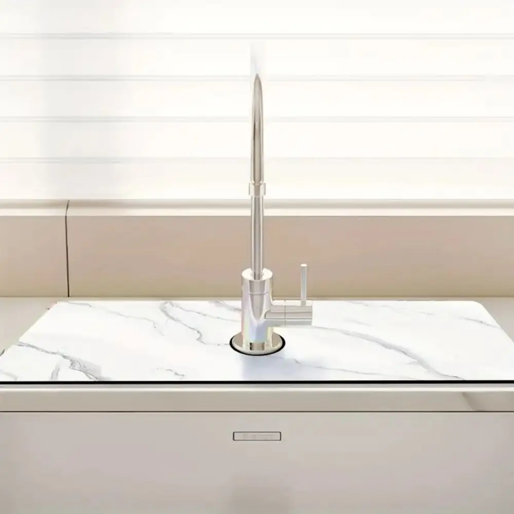 VIKAMA Tap Absorbent Mat Marble Design Absorbs Water Quickly and Dries Rapidly For Washbasins Splash-Proof Kitchen Sinks