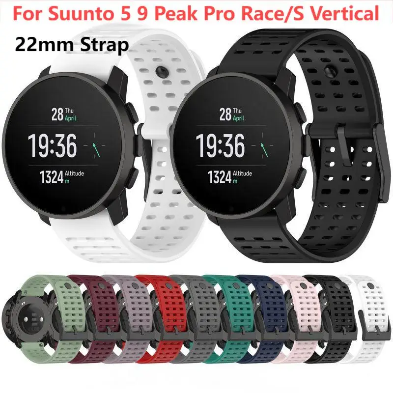 22 مللي متر حزام ل Suunto 5 9 الذروة برو سوار معصم من السيليكون استبدال حزام (استيك) ساعة لسباق S/السوار العمودي سيليكون حزام