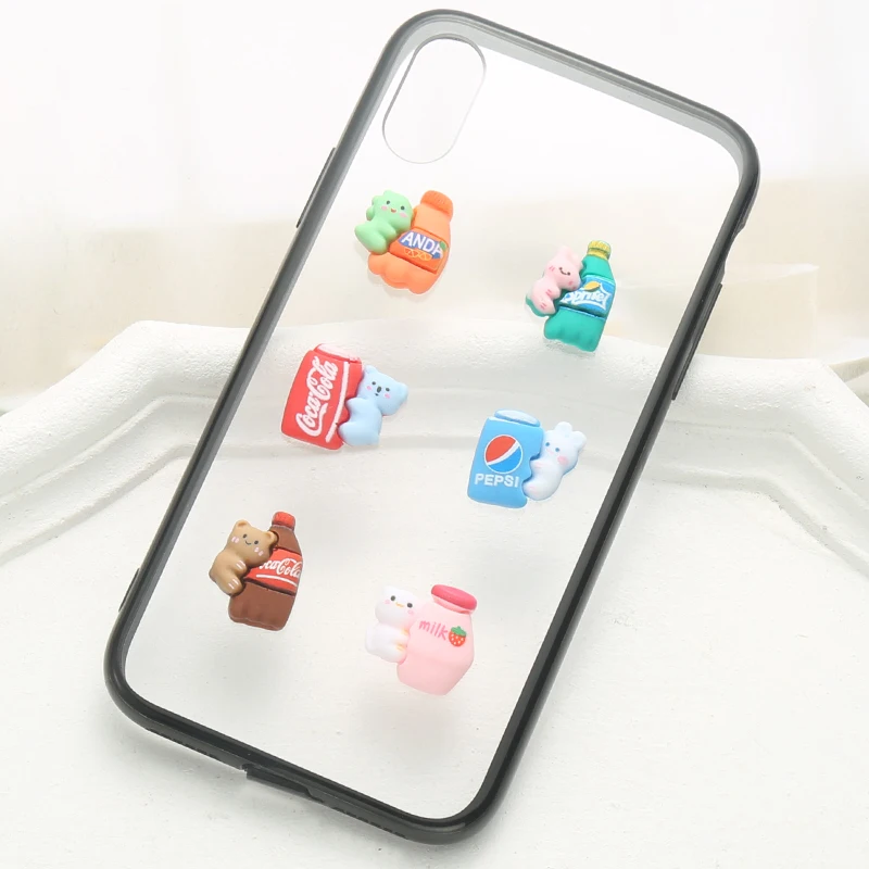 1pcs Hold Beverage Bottle Animal Cartoon Resin Accessories Diy Cream Plastic Mobile Phone Cover Hairpin Lovely Handmade Patch