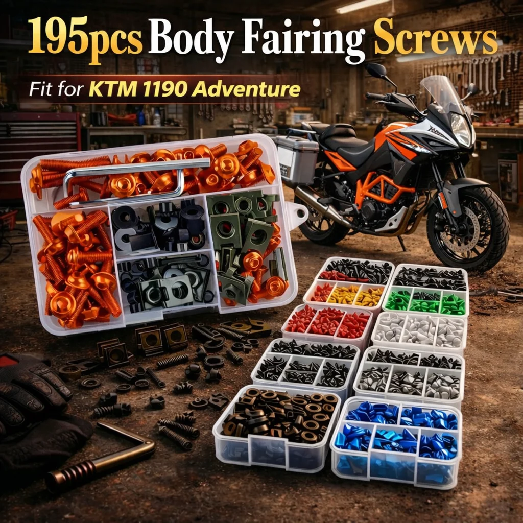 195-teiliges Motorrad-Verkleidungsschrauben-Set mit Muttern für KTM 1290 390 790 890 990 1050 1090 1190 1290 Super Adventure aus Aluminium
