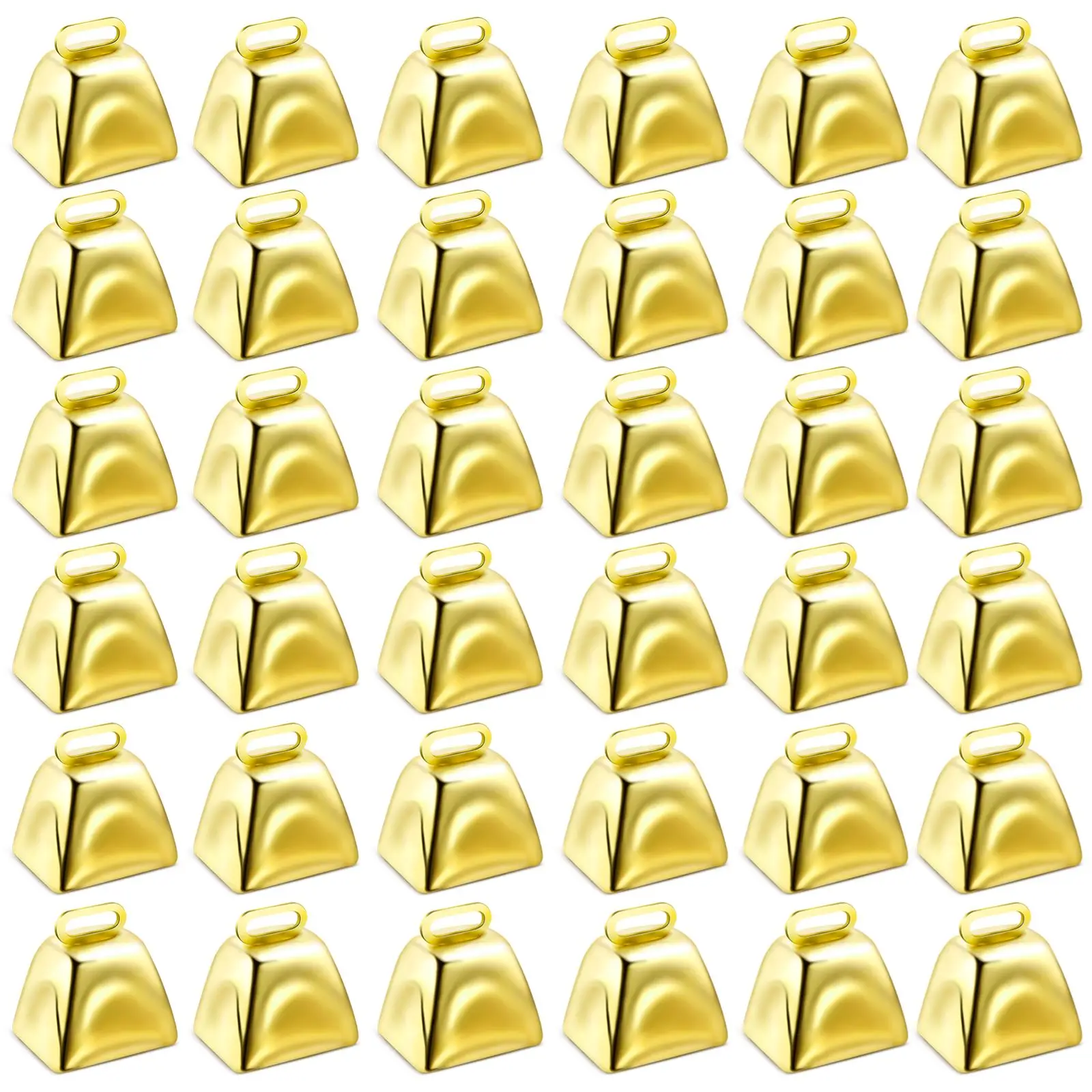 

36 шт. золотые коровьи колокольчики, мини-винтажные 1 "металлические колокольчики, декоративные колокольчики на Рождество, подвесные железные колокольчики для лошадей, овцы, собак, домашних животных