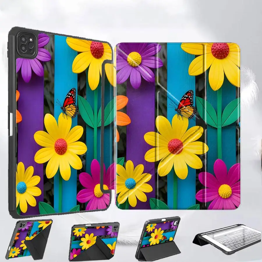 

Yellow Flowering Plants Holder Cover Tablet Case For iPad Air 4 5 M3 M2 M4 11inch Pro 11th 10th 9th 8th 7th 12.9inch Mini 6 7