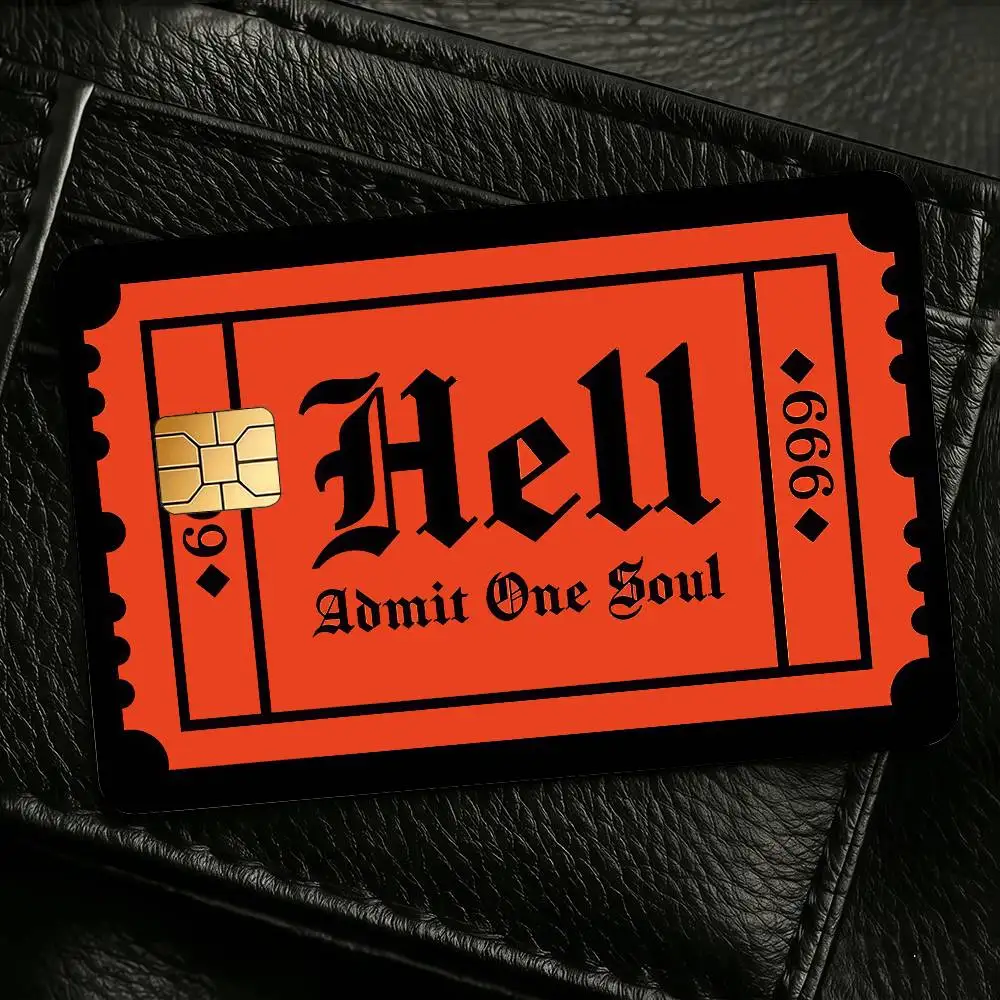 Hell Admit One Soul Credit Skin Cover Card Stickers 4PCS Film Bus Pass Front Decoration Bank Debit Waterproof