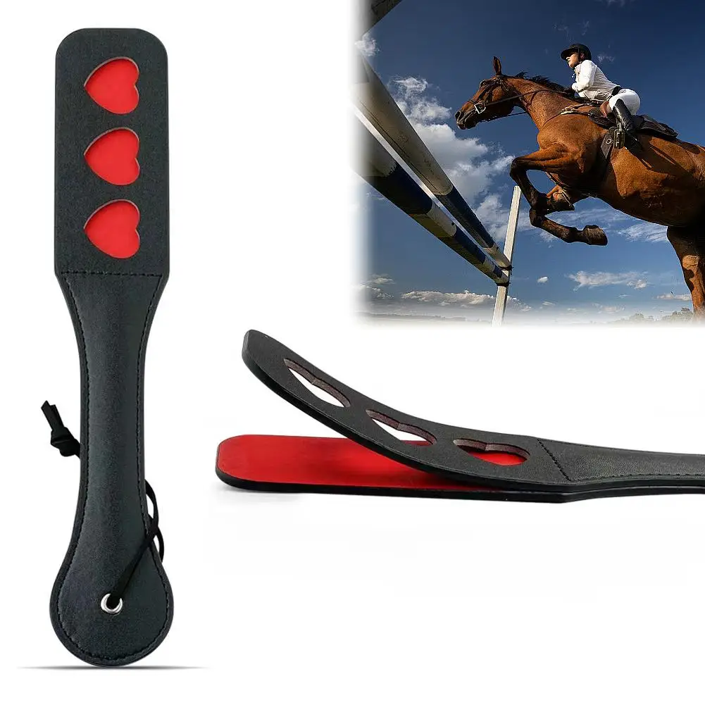 Paleta de montar a caballo con mango suave portátil, cuero PU, antideslizante para exteriores, juego de látigo de práctica, herramientas para caballos de carreras Y6F6