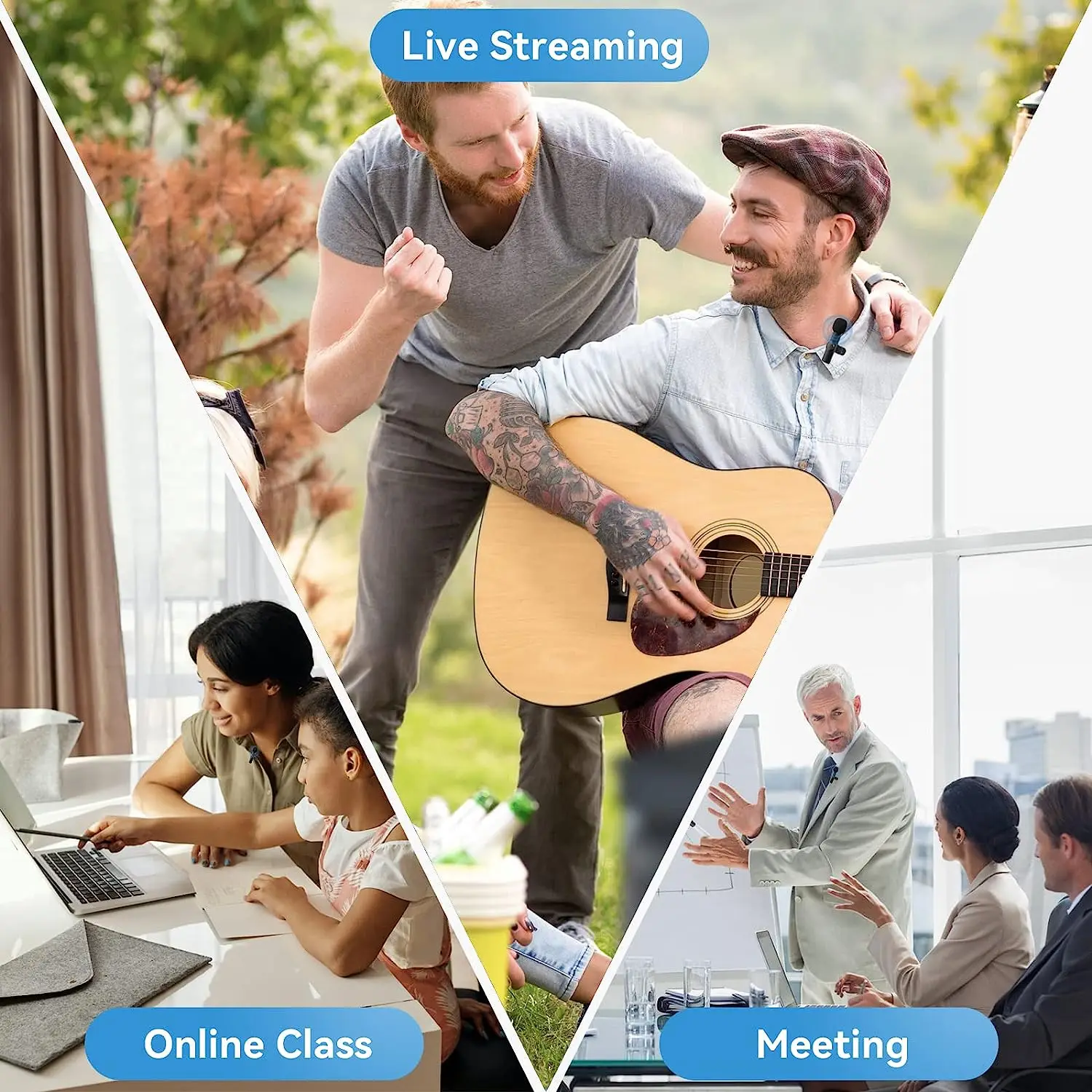 K35 Pro Microfone Lavalier Sem Fio Mini Microfone Lapela para iPhone, Telefone Android, Laptop Clip-on Microfones para Gravação de Vídeo