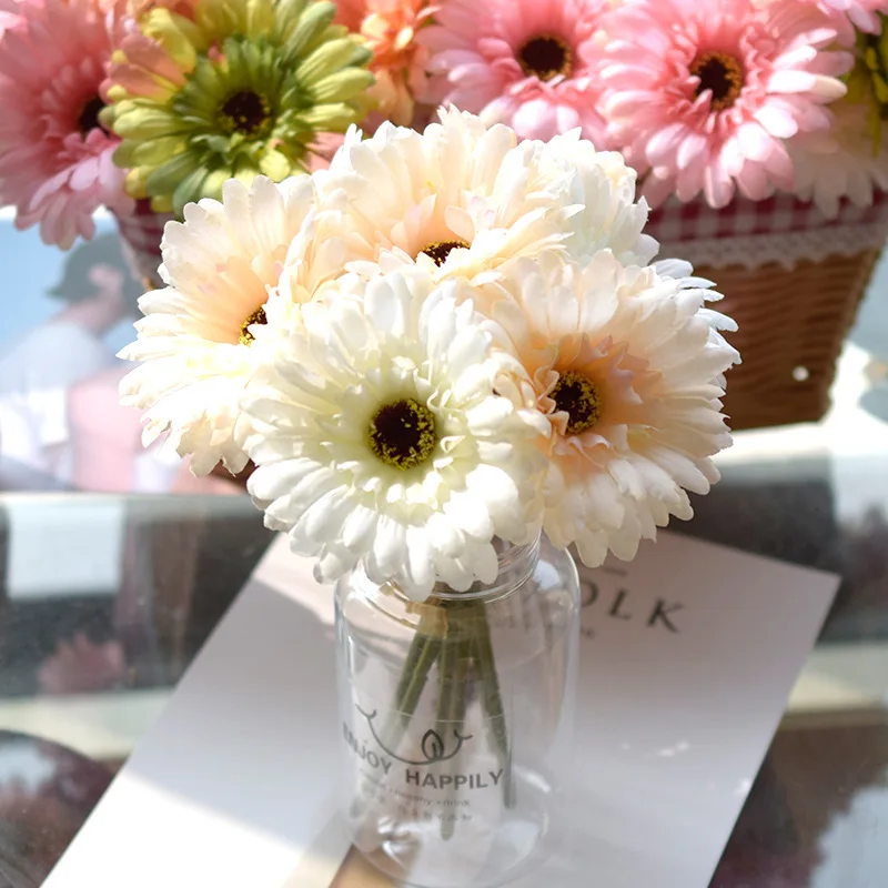 1szt/3szt/6szt Sztuczny jedwab Gerbera Kwiaty Ślub Dom Werandy Dekoracja stołu Fałszywa stokrotka Chryzantema Impreza Dekoracja domu