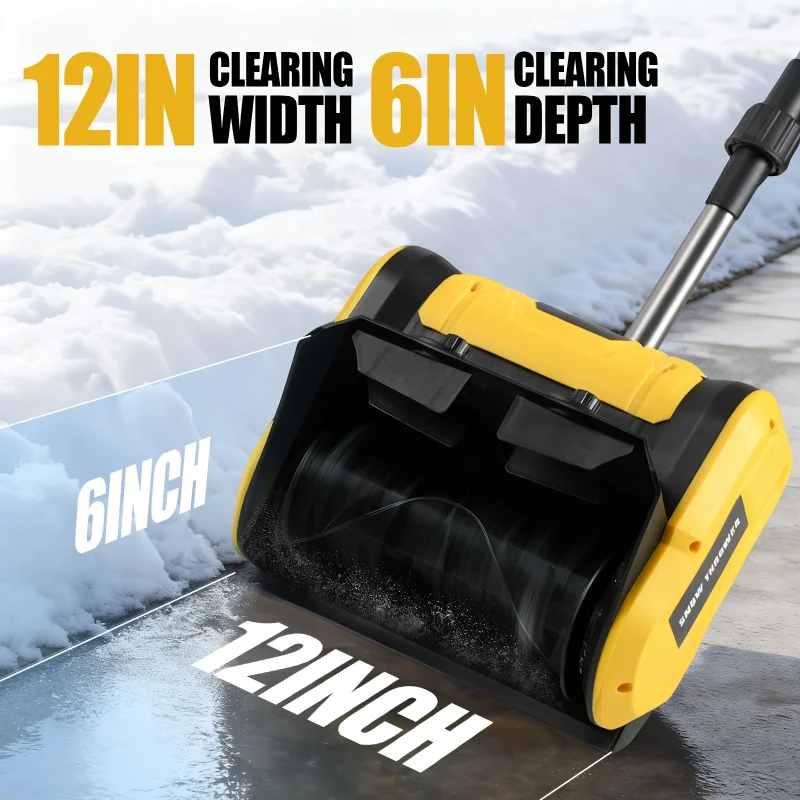 21V Cordless Snow Blower 12Inch Width 6Inch Depth 20Ft Throw Distance 4.0Ah Rechargeable Battery