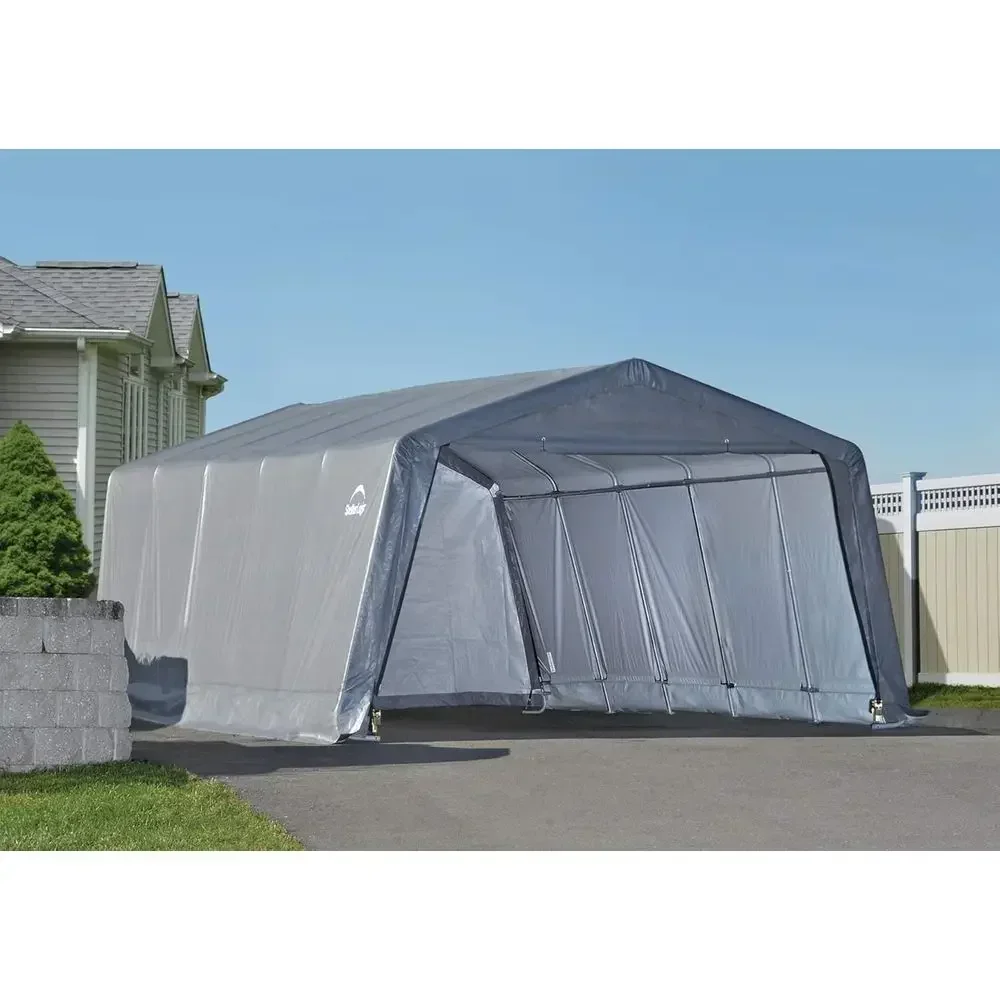 Peak Style Garage-in-a-Box, Grey, 12 x 20 x 8 t.