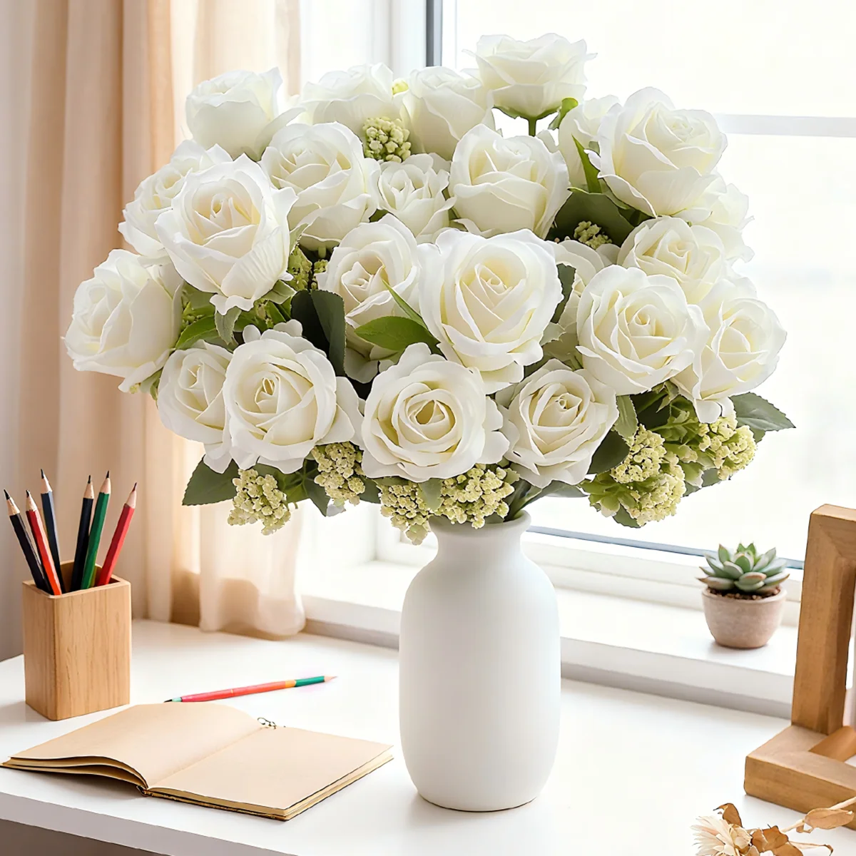 Künstliche Blumen Seidenrosen für Festival, Garten, Zuhause, Tisch, Hochzeit, Brautstrauß, Deko, DIY Geschenkbox, Blumenarrangement
