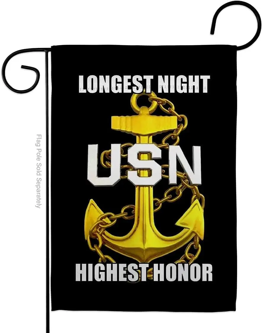 Garden Flags US Navy CPO Chief Petty Officer Flag Armed Forces Double-Sided Lawn Decoration Gift House Garden Yard Banner United