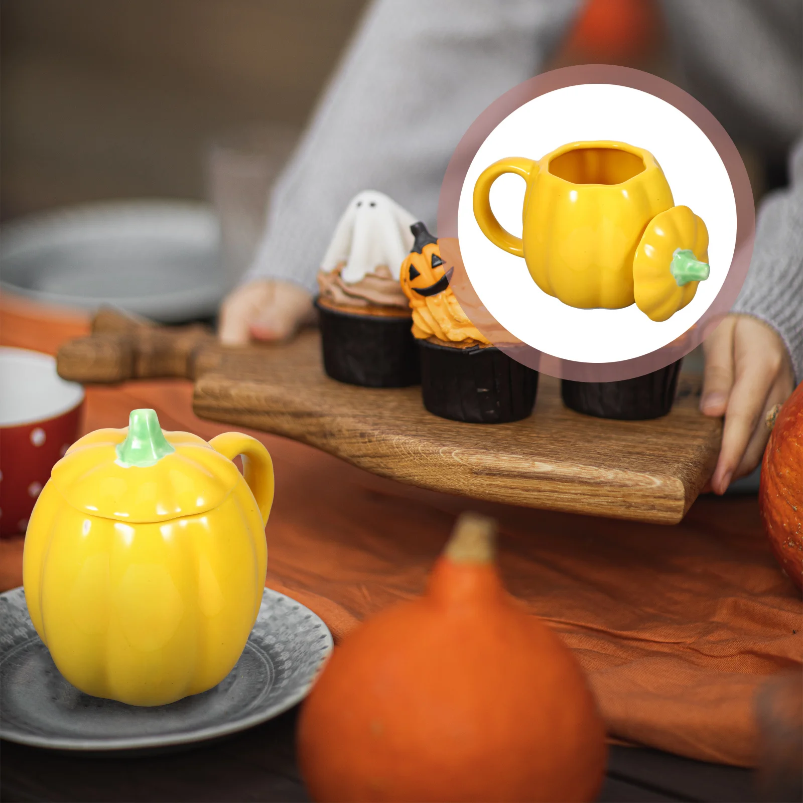 

Pumpkin Shape Ceramic Mug Smooth Edge Coffee Milk Water Cup Vintage Design Coffee Mugs Milk Mug Decorative Water Cup