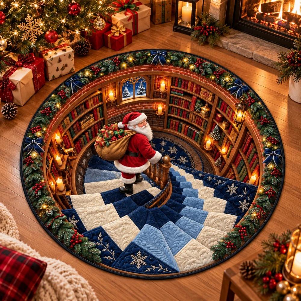 Winter Christmas Snowman Round Rug Brick Well Area Rug Lovely Bedroom Entryway Living Room Comfortable Ground Floor Mat Present