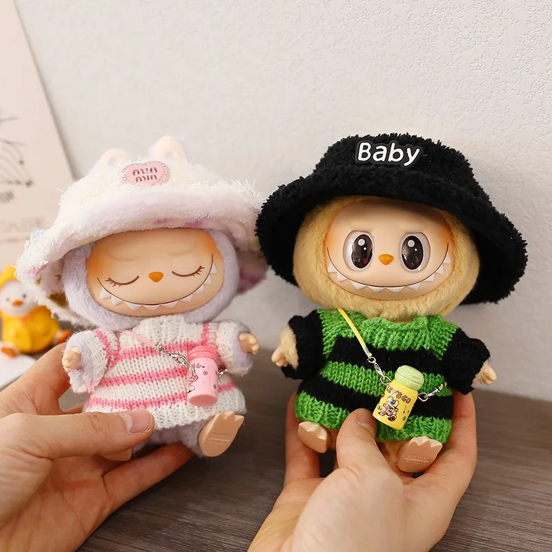 For Labubu's Traveling Clothes Striped sweater Match With Hat Kettle Pendant Can match according to your preferences Labubu Ropa