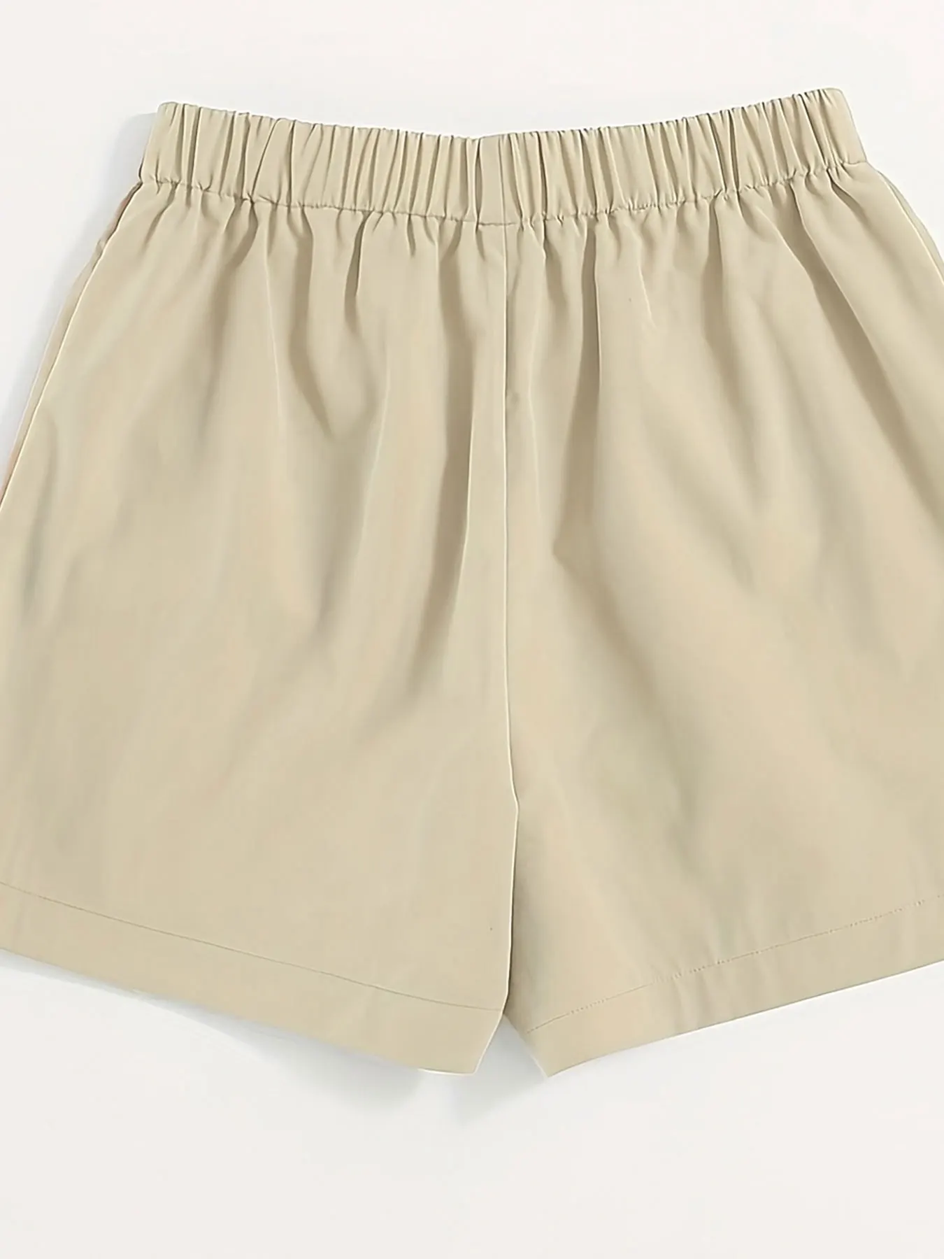 Damskie szorty khaki oversize z tkanej tkaniny na lato z kieszeniami, khaki