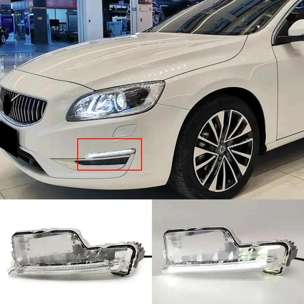 New！ Car Front Bumer LED DRL Fog Light Accessories Daytime Running Light For Volvo S60 2014 2015 2016 2017 2018 Fog lamp