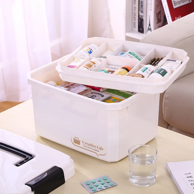 4 Size Household Portable Medicine Box Multi-Grid Multi-Function Large Capacity Plastic Storage Box Pills Case Hospital Pharmacy