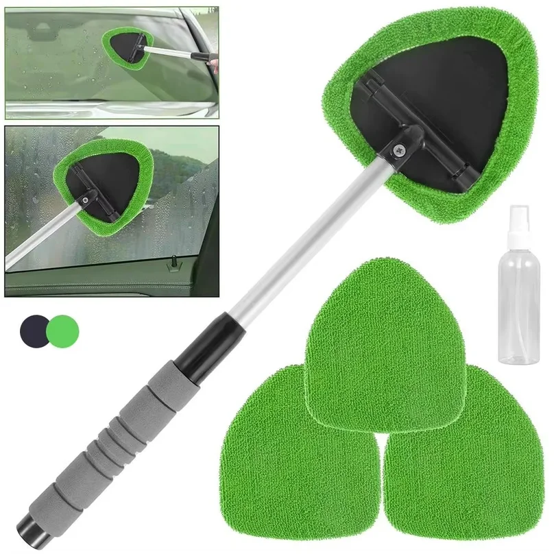 Window Scraping Mist Eliminator Microfiber Car Window Cleaner Telescopic Window Glass Cleaner Car Windshield Cleaning Brush