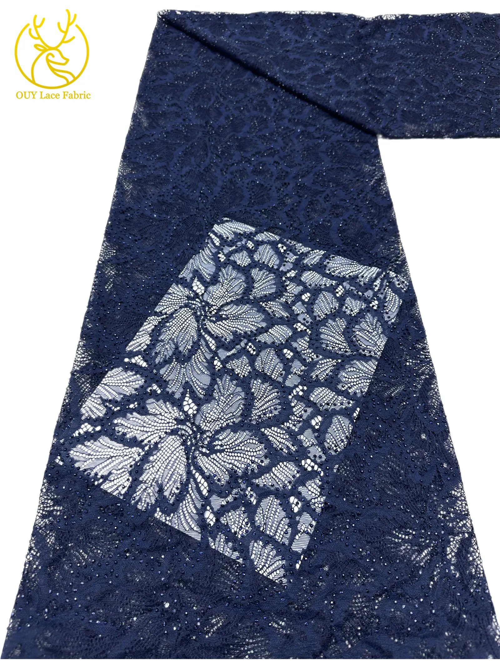 Nigerianischer Glasdiamant-Tüll-Spitzenstoff, französische Pailletten-Spitze, afrikanischer Spitzenstoff für Partykleid, Hochzeitskleid, 5 Yards – Detail 21