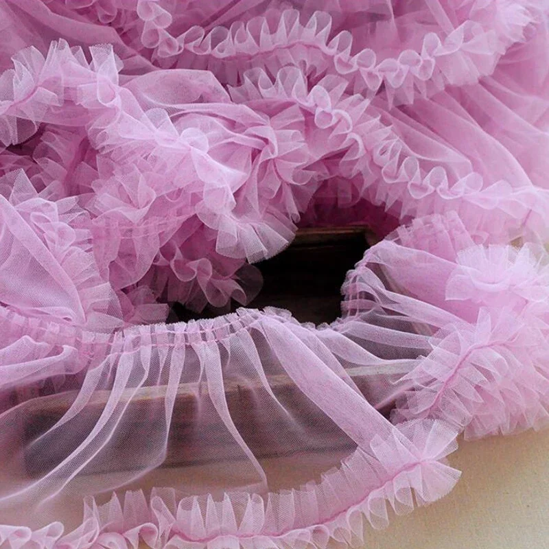 Vêtements de poupée Lolita en dentelle plissée 3D multicolore de 15cm de large, jupe Tutu de princesse, bricolage, décoration de couture, tissu d'habillage par cour