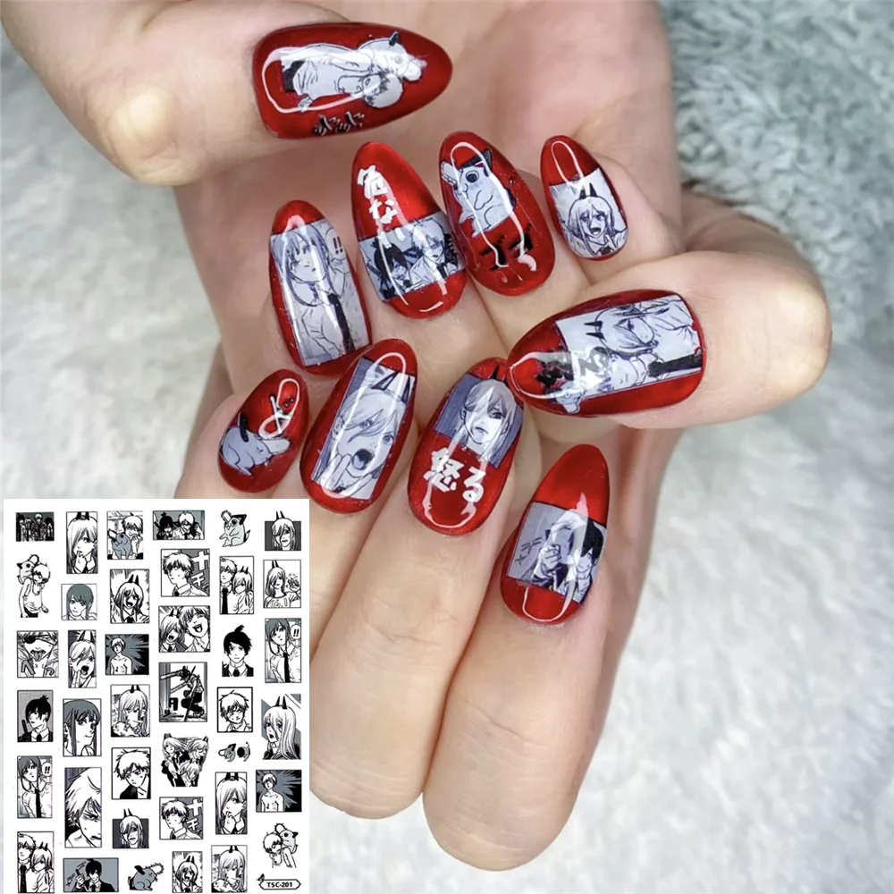 TSC-402 TSC-383 TSC-034 Chainsaw Demon Tokyo Cartoon Characters 3D Back glue Nail sticker Nail decoration Nail art Nail ornament