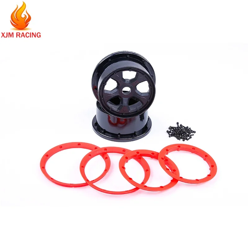 Conjunto de aro de cubo de roda de plástico e beadlocks para 1/5 losi 5ive-t rovan km x2 lt slt baja 4wb rc carro de corrida brinquedos peças