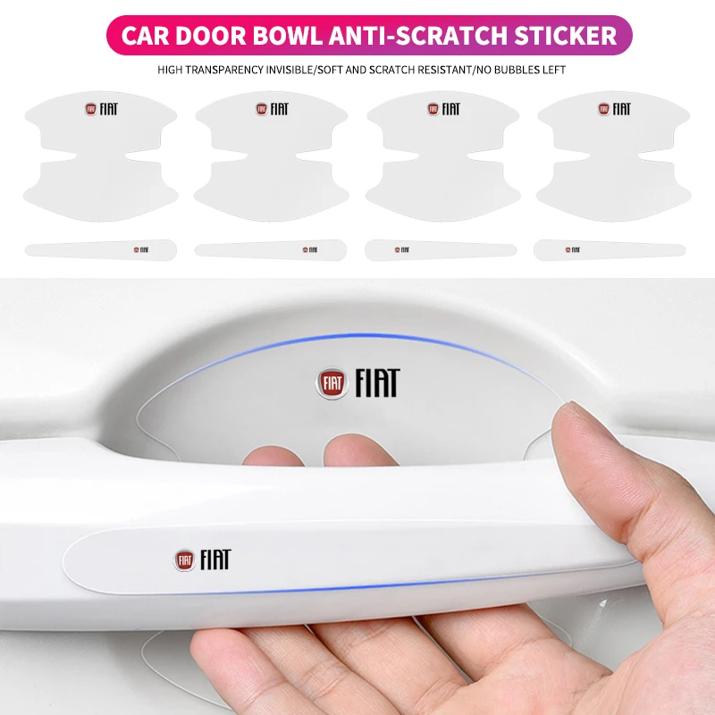 Insignia antiarañazos para puerta de coche, pegatina transparente para manija de puerta, para Fiat JUNTO abarth 500 stilo ducato palio bravo doblo Egea, 8 Uds.