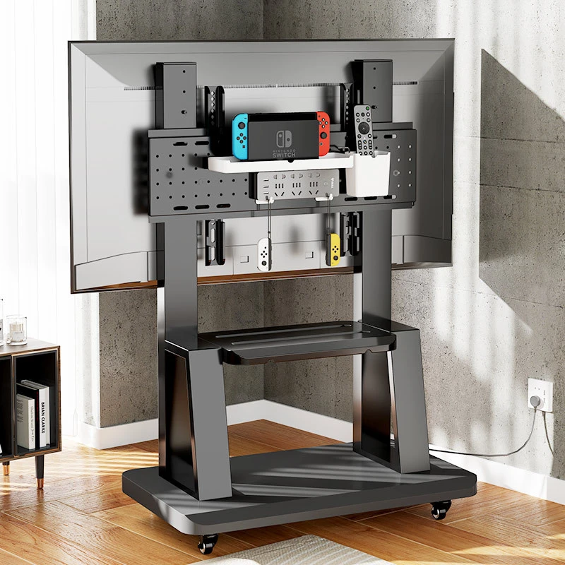 

Mobile TV Stand for 32-65” TVs,Tilt TV Cart Holds up to 88 Lbs Portable Stand with Storage Shelf Rolling Floor VESA 600x400mm