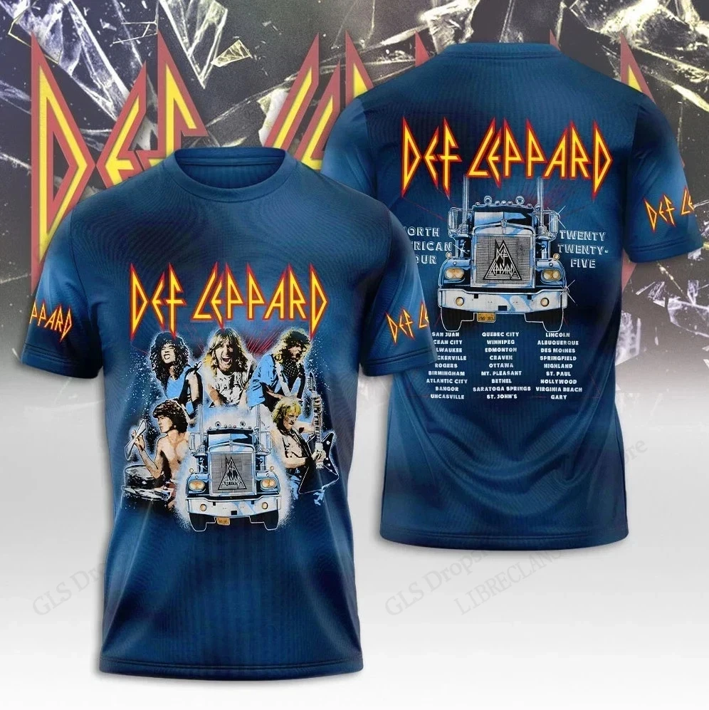 Rock Band Def Leppard Band The World Tour 3d Print T-shirt Men Women Fashion Breathable Short Sleeve Tops Tees Kids Tshirt Music